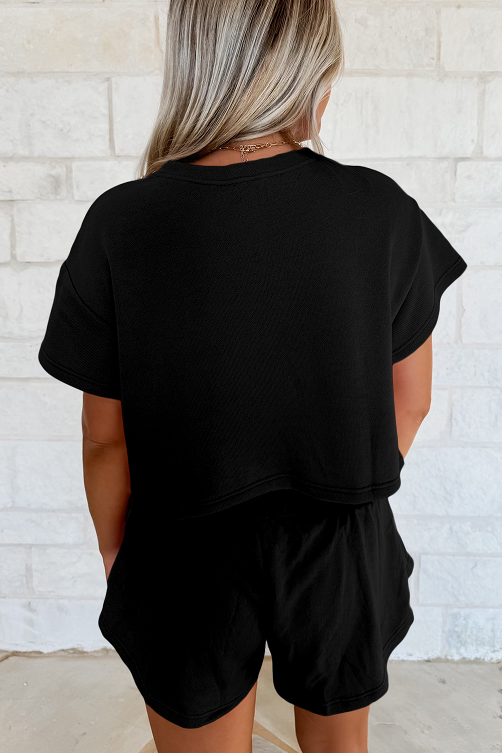 Black Baseball Print Skort Set