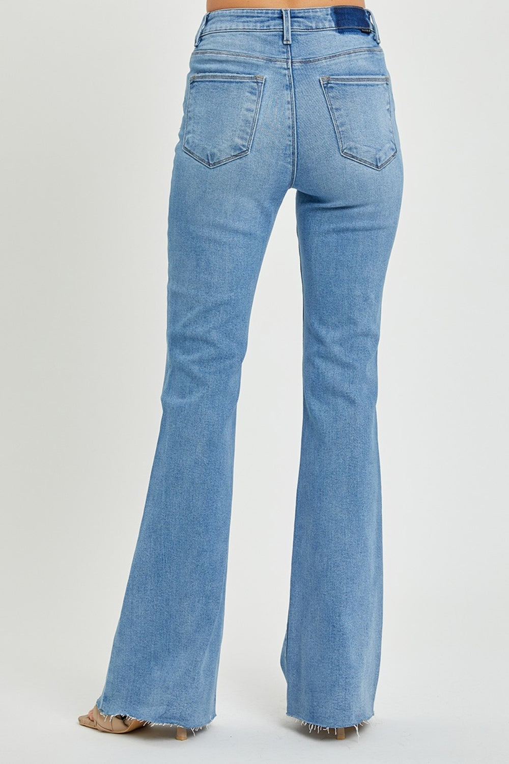 Hazel Blues® |  RISEN High Rise Raw Cut Hem Bootcut Jeans