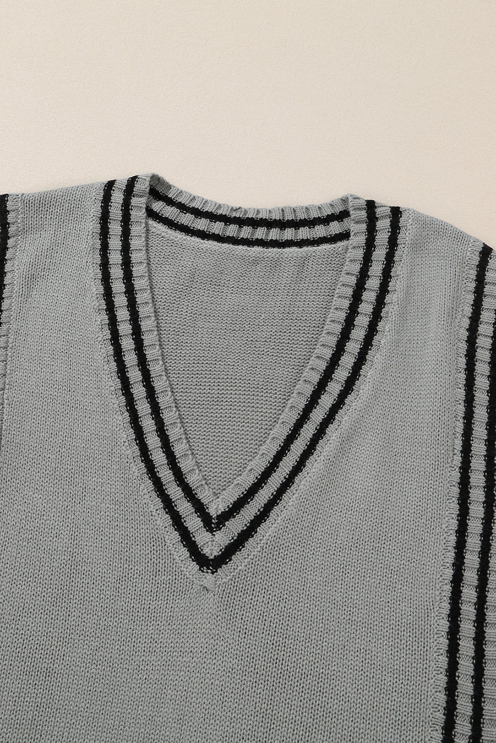 Hazel Blues® |  Striped Trim V-Neck Sweater Vest