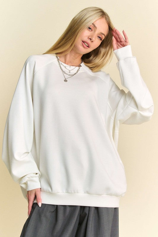 Hazel Blues® |  Davi & Dani Round Neck Raglan Sleeve Sweatshirt