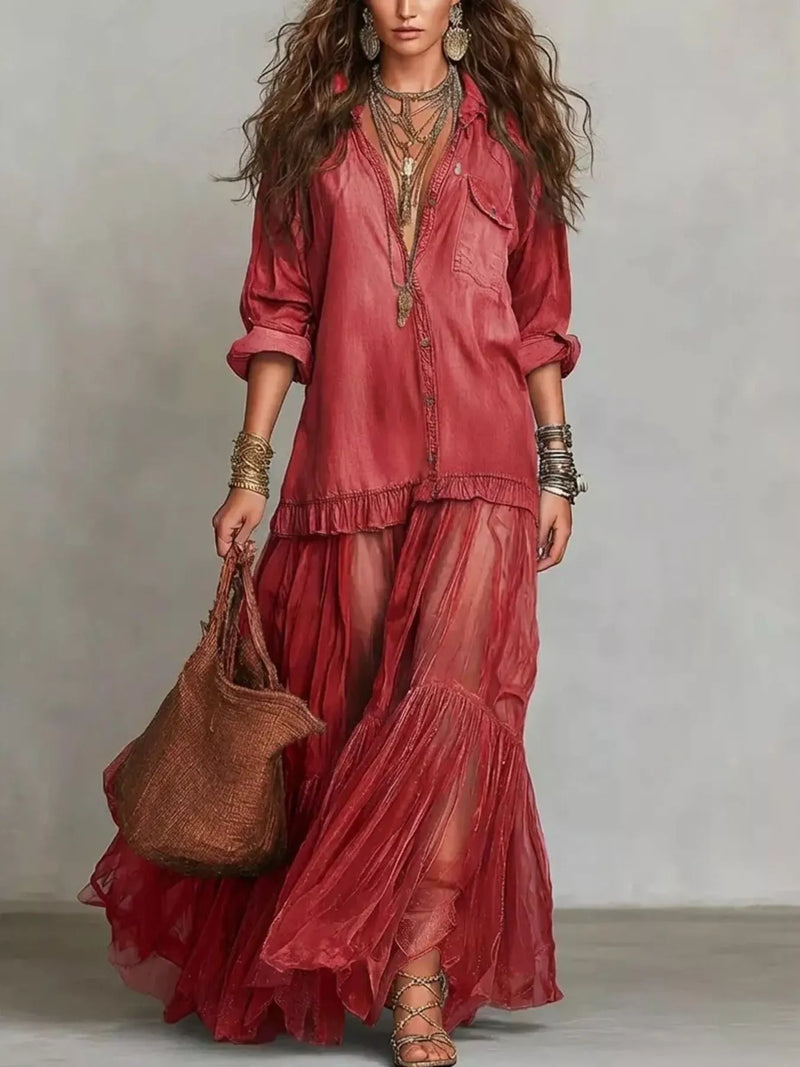 romance ruffle sheer dress Romance Ruffle Sheer Dress Commense