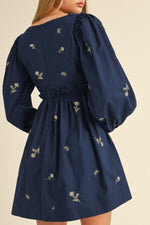 Hazel Blues® |  Floral Square Neck Balloon Sleeve Mini Dress