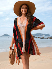 Hazel Blues® |  Openwork Color Block Plunge Cover-Up