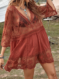 Hazel Blues® |  Lace Detail Plunge Cover-Up Dress