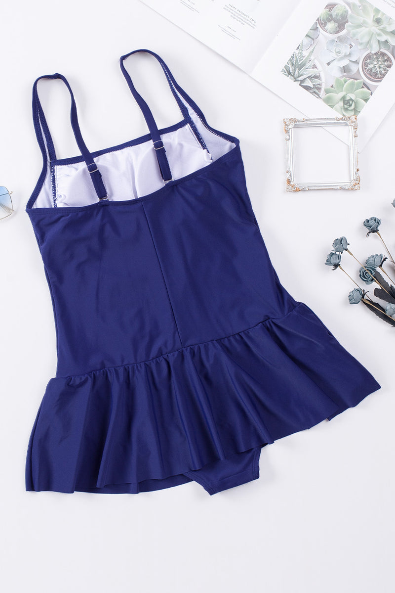 Hazel Blues® |  Ruched Square Neck Sleeveless One-Piece Swimwear