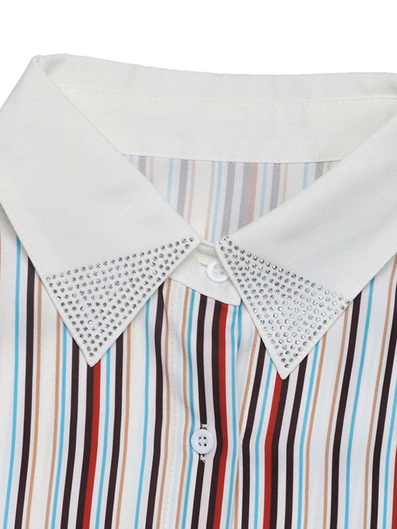 Hazel Blues® |  Perfee Contrast Striped Collared Neck Long Sleeve Shirt