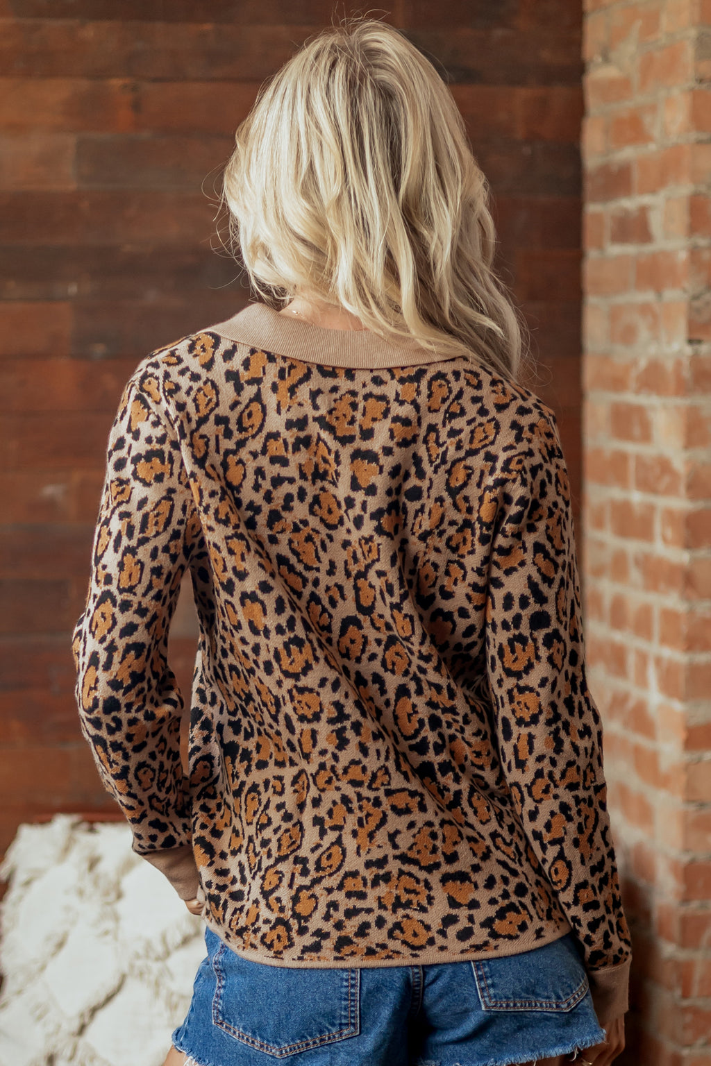 Brown Leopard Print Button-Up Cardigan Long-Sleeve Cardigans