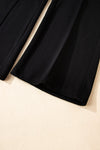 Hazel Blues® |  Black Solid Collared Sweatshirt and High Waist Pants Active Set
