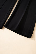 Hazel Blues® |  Black Solid Collared Sweatshirt and High Waist Pants Active Set