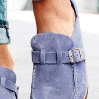 Hazel Blues® |  Round Toe Low Heel Buckle Sneakers