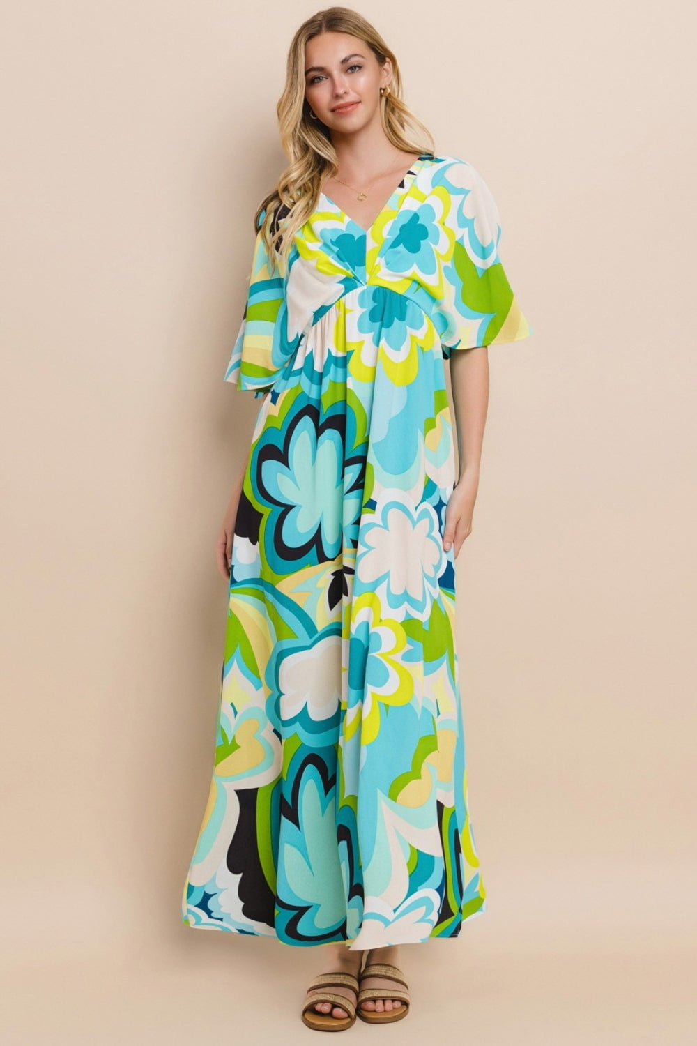 Hazel Blues® |  ODDI Floral Printed Slit Maxi Dress