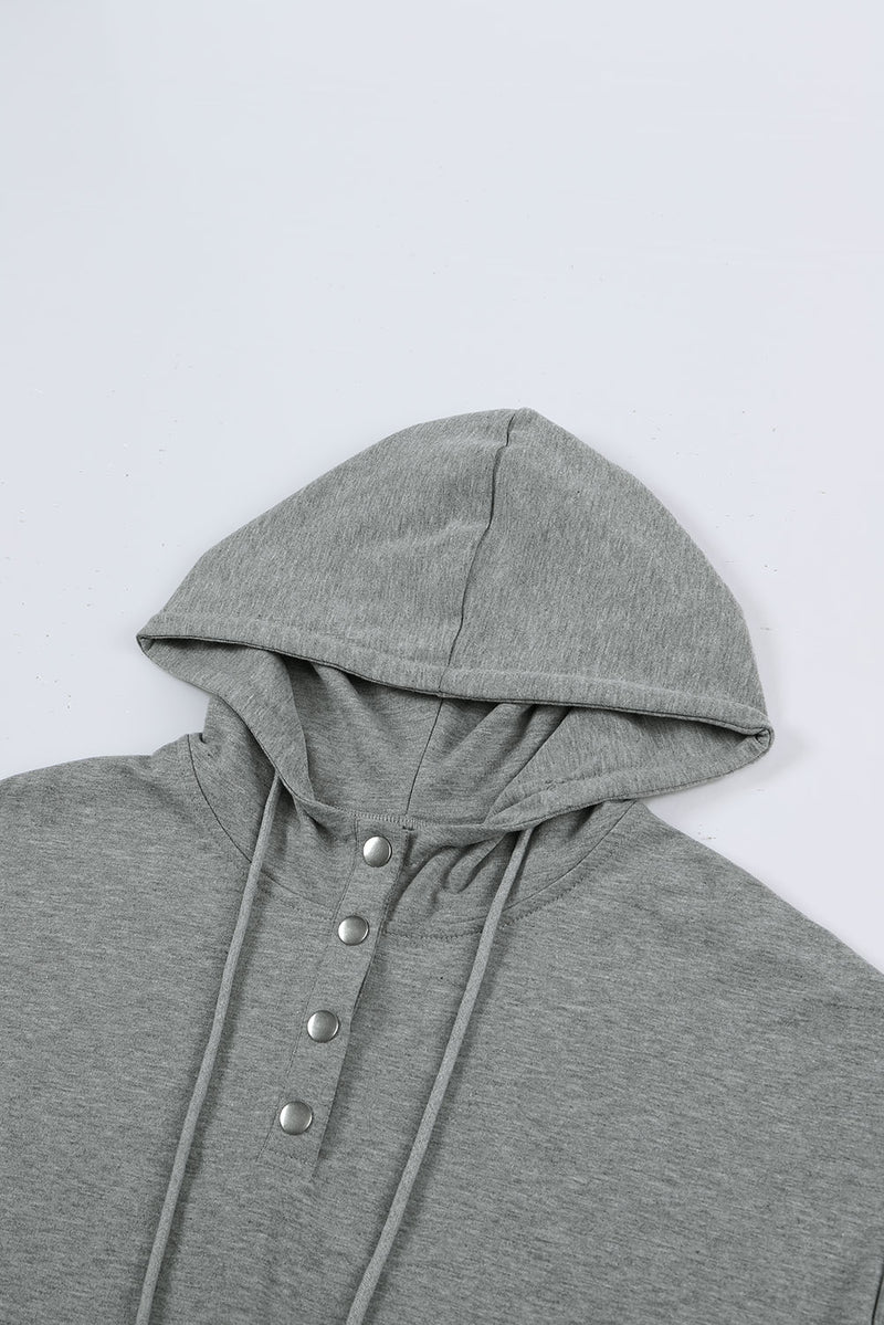 Hazel Blues® |  Drawstring Quarter Snap Cap Sleeve Hoodie