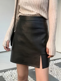 Hazel Blues® |  PU Leather Slit Mini Skirt