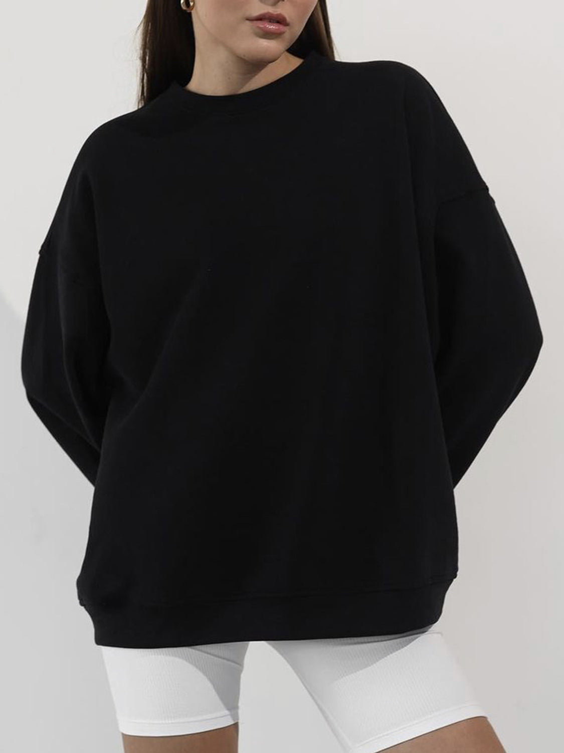 Hazel Blues® |  Round Neck Dropped Shoulder Long Sleeve Sweatshirt