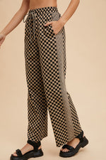 Hazel Blues® |  Annie Wear Drawstring Checkered Wide Leg Pants