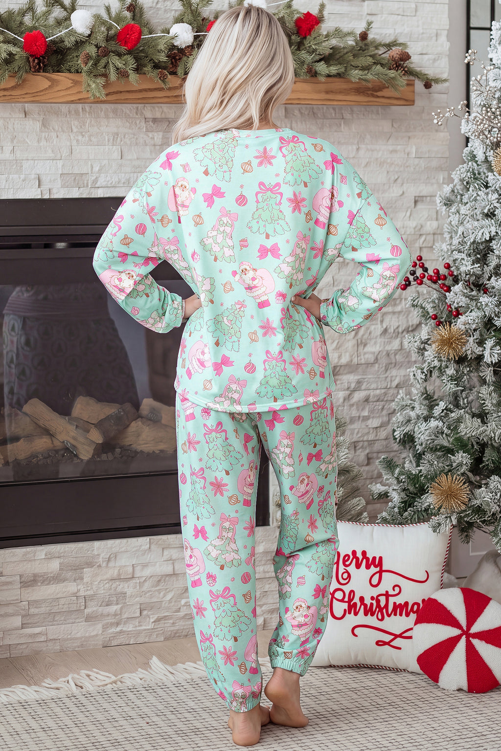 Merry Meadow Green Christmas Pajama Set