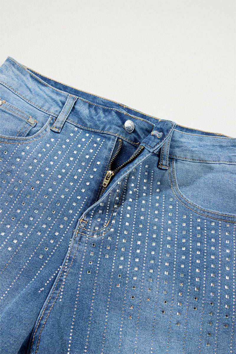 Hazel Blues® |  Rhinestone High Waist Denim Shorts