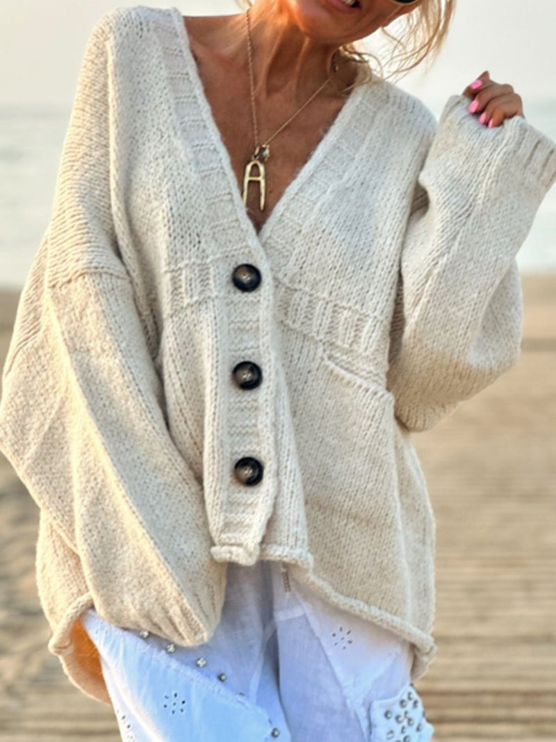 Hazel Blues® |  Pocketed V-Neck Button Up Cardigan