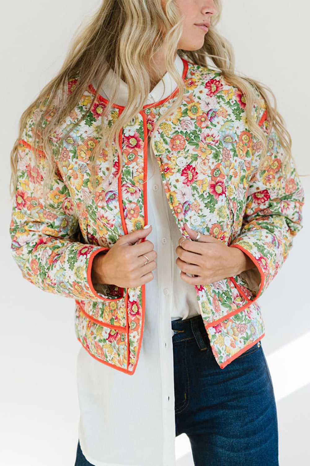 Hazel Blues® |  Floral Button Up Long Sleeve Winter Coat