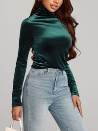 Hazel Blues® |  Solid Color Turtleneck Long Sleeve Top