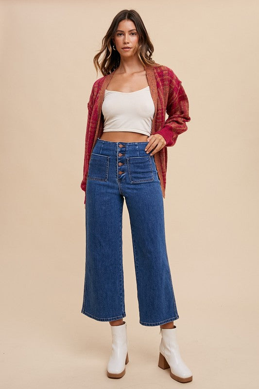 Hazel Blues® |  Annie Wear Button Fly High Waist Jeans