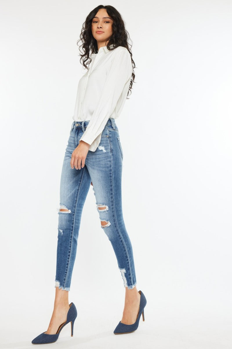 Hazel Blues® |  Kancan High Rise Frayed Ankle Skinny Jeans