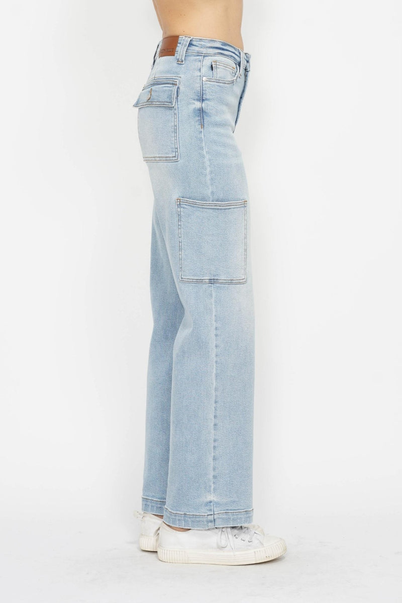 Hazel Blues® |  Judy Blue High Waist Straight Cargo Jeans