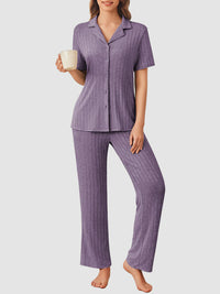 Hazel Blues® |  Button Down Long Sleeve Top and Pants Lounge Set