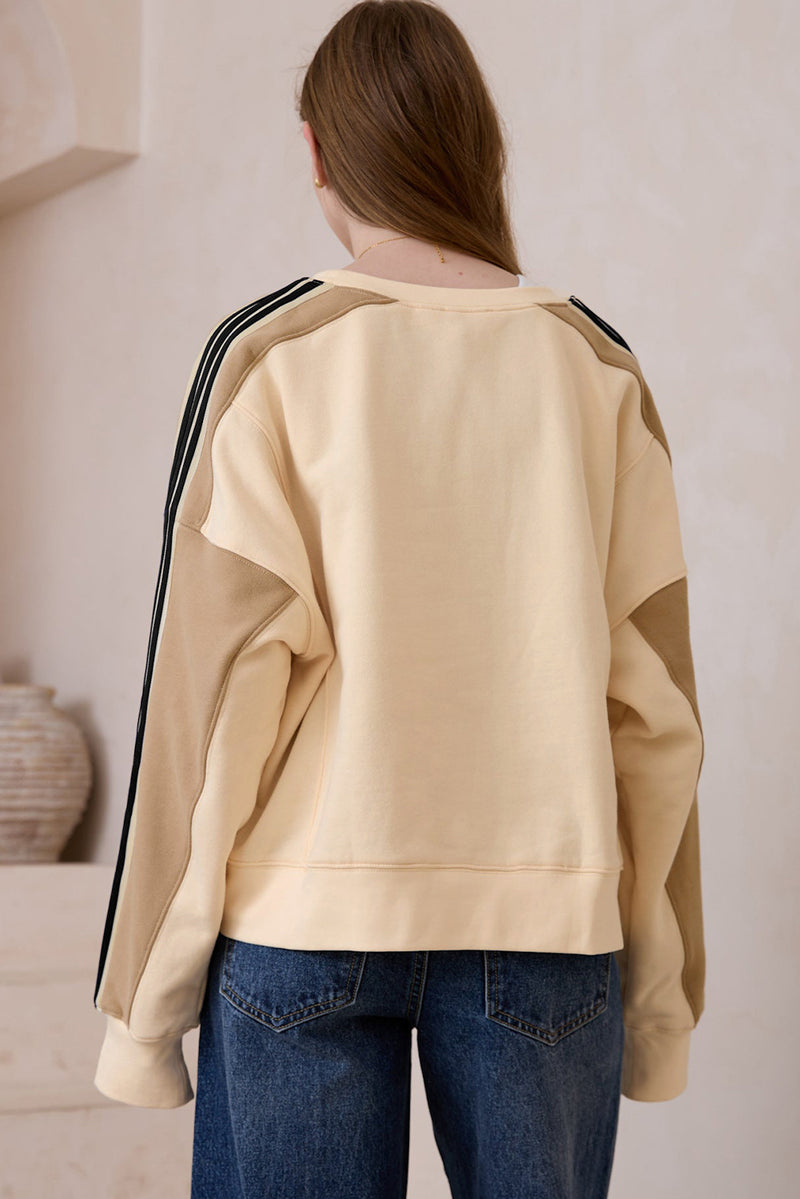 Hazel Blues® |  Contrast Round Neck Long Sleeve Sweatshirt