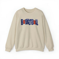 Hazel Blues® |  Basketball Faux Chenille Sequin Patches Sweatshirt: Navy