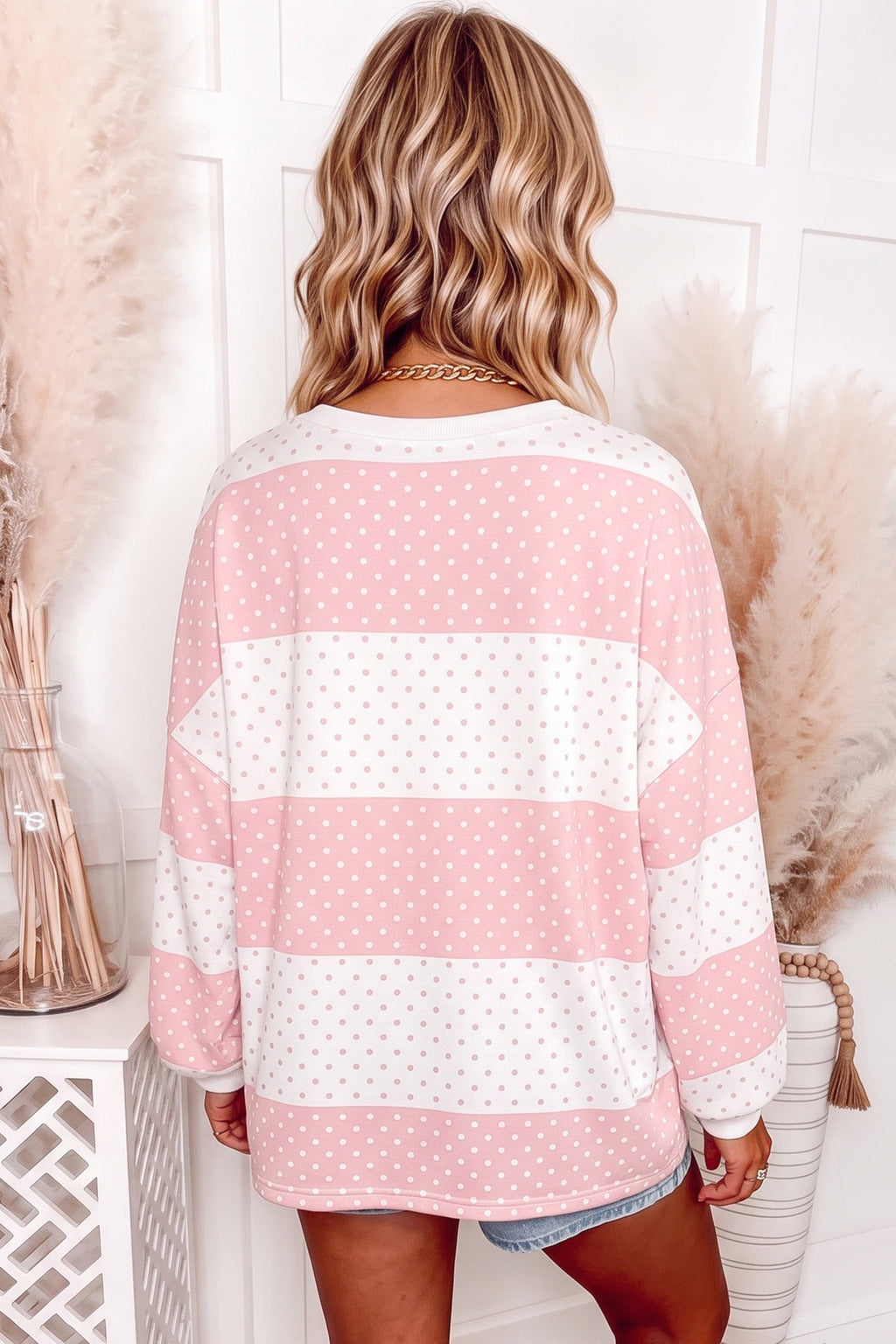 Dotty Darling Polka-Dot Color-Block Top — Pink