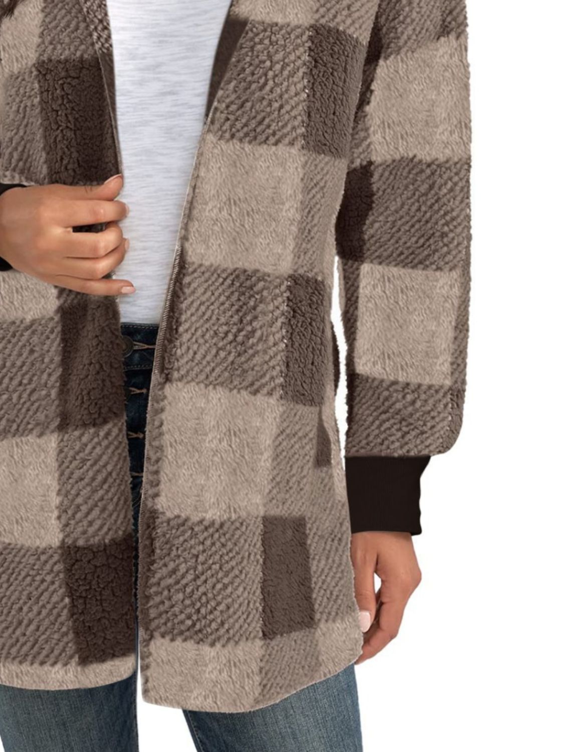 Hazel Blues® |  Plaid Long Sleeve Hooded Coat