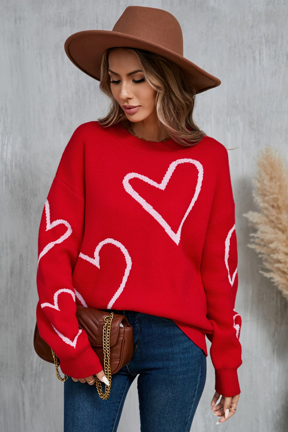 Hazel Blues® |  Angel Wings Heart Dropped Shoulder Long Sleeve Sweater