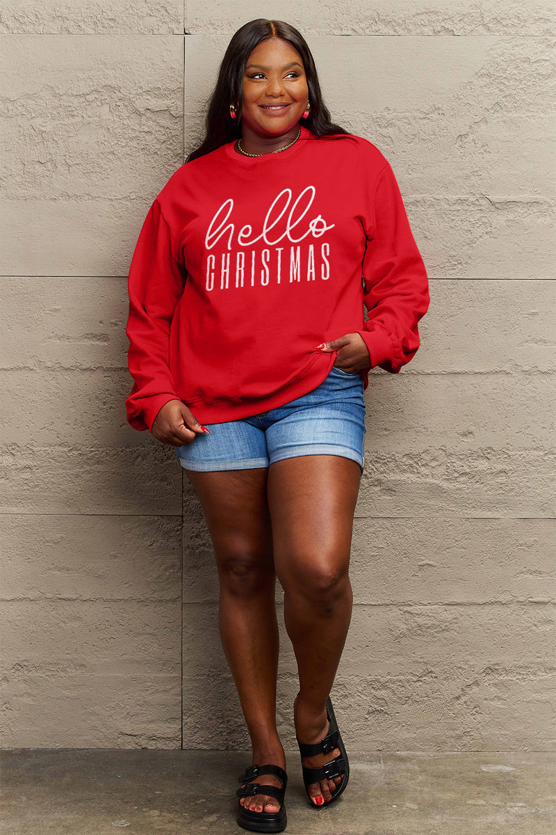 Hazel Blues® |  HELLO CHRISTMAS Long Sleeve Sweatshirt