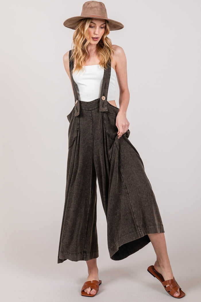 Hazel Blues® |  SAGE + FIG Wide Strap Wide Leg Overalls