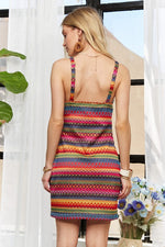 Hazel Blues® |  ADORA Contrast Striped V-Neck Mini Dress
