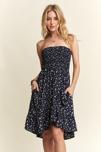 Hazel Blues® |  ADORA Smocked Floral Tube Dress with Pockets