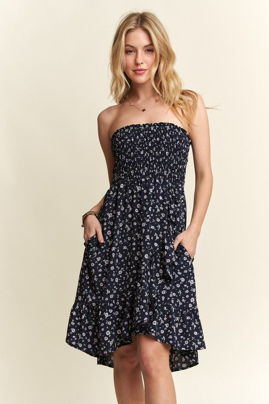 Hazel Blues® |  ADORA Smocked Floral Tube Dress with Pockets