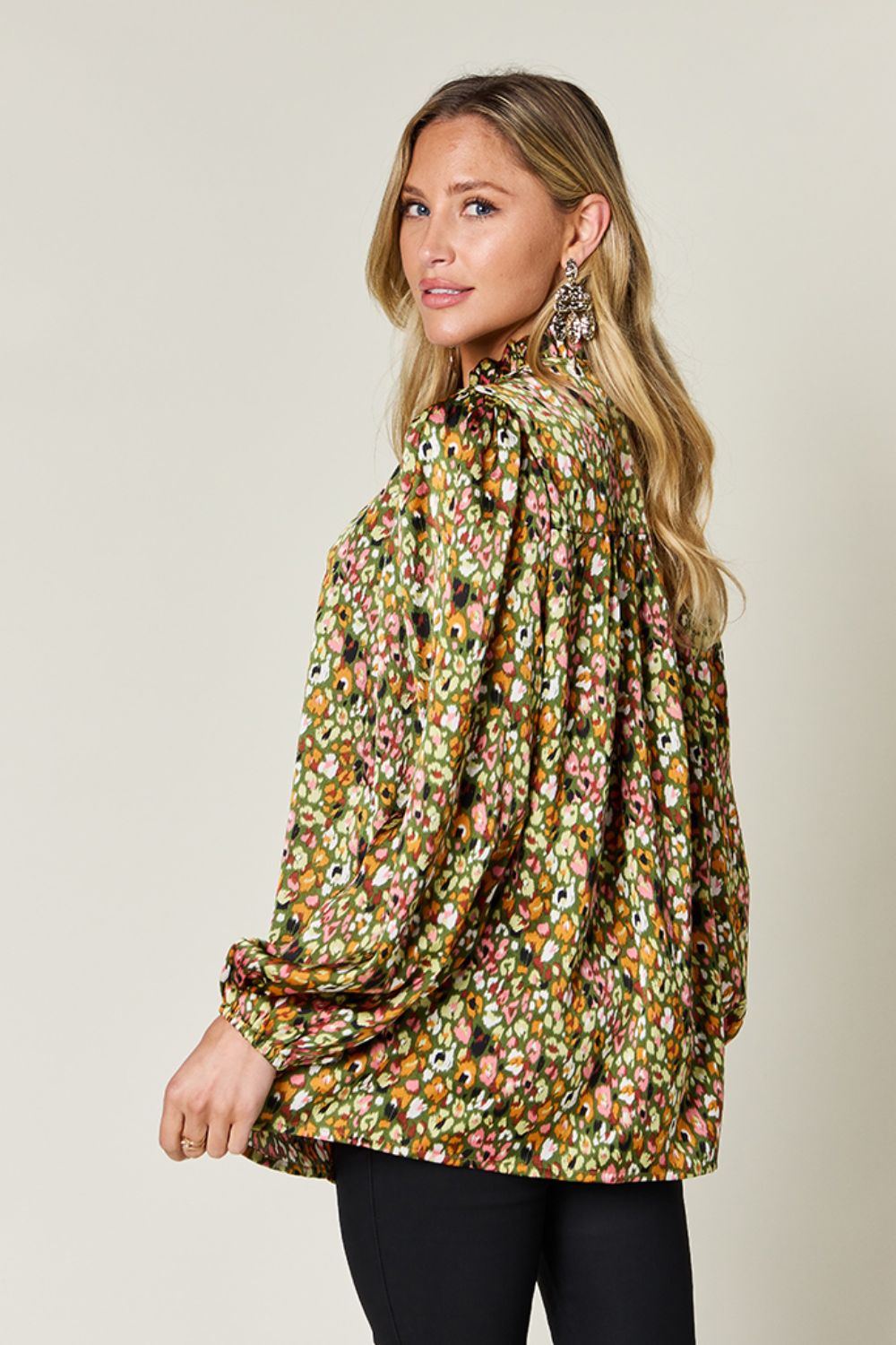 Hazel Blues® |  Double Take Printed Balloon Sleeve Shirt