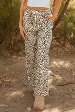 Hazel Blues® |  Brown Leopard Drawstring Elastic Waistband Loose Pants