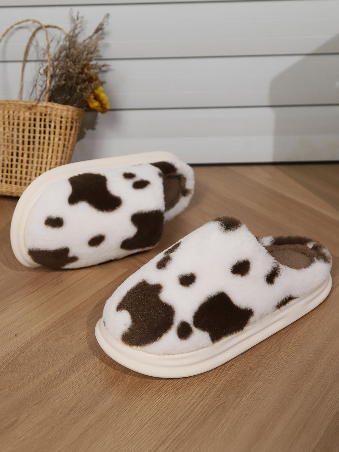 Hazel Blues® |  Animal Print Faux Fur Slippers