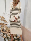 Hazel Blues® |  Striped V-Neck Long Sleeve Sweater Dress