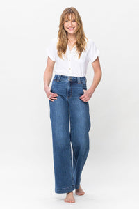 Hazel Blues® |  Judy Blue Double Button Wide Leg Jeans