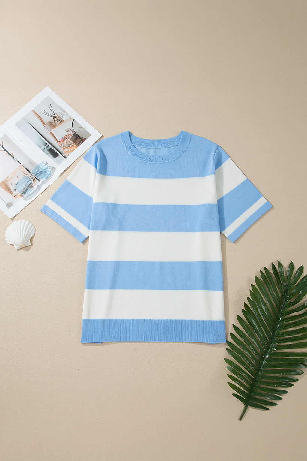 Lillian Claire Sky Blue Stripe Color-Block Sweater