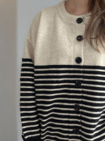 Hazel Blues® |  Striped Button Down Long Sleeve Cardigan