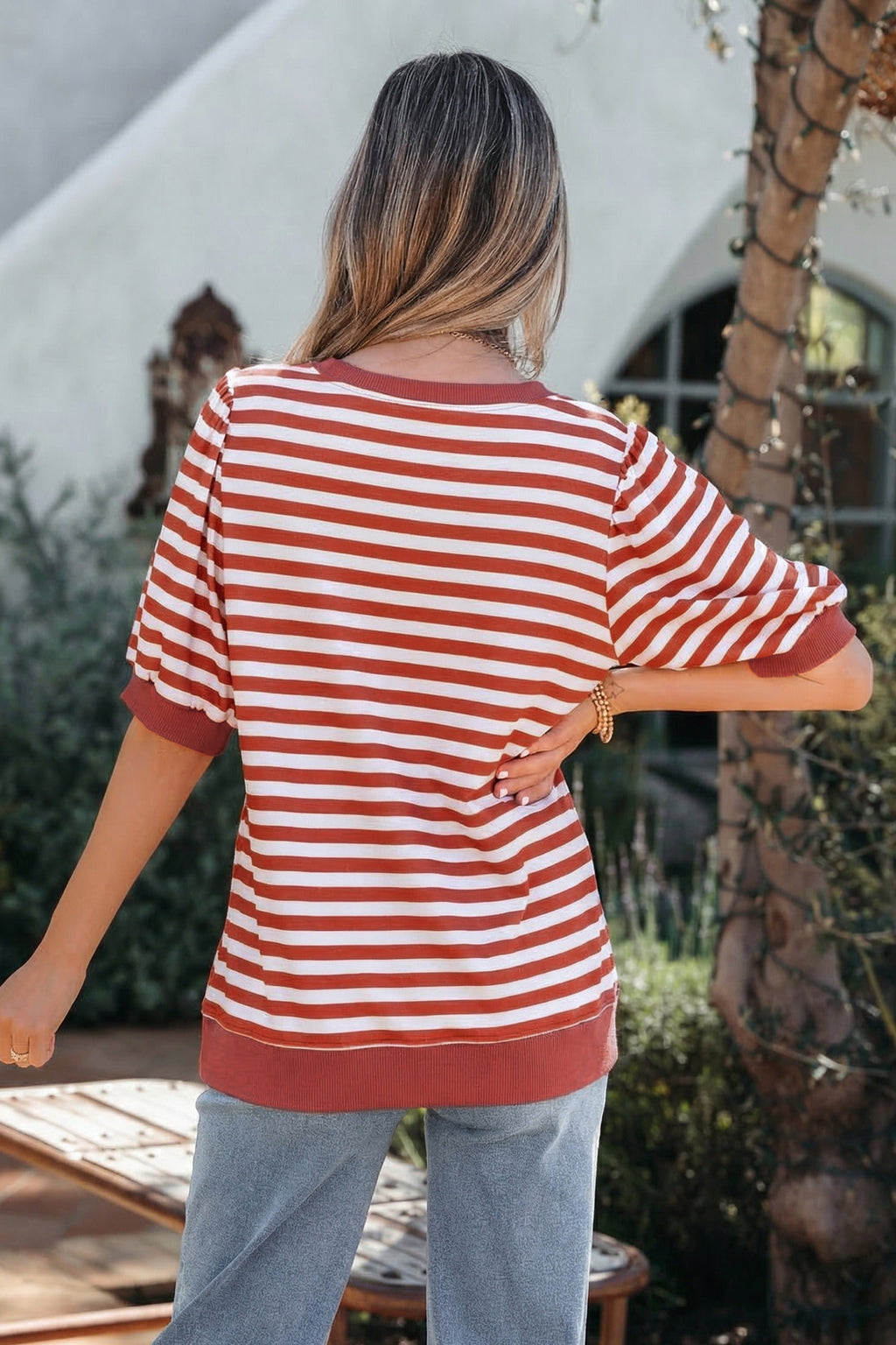 Juliette Claire Orange Stripe T-Shirt