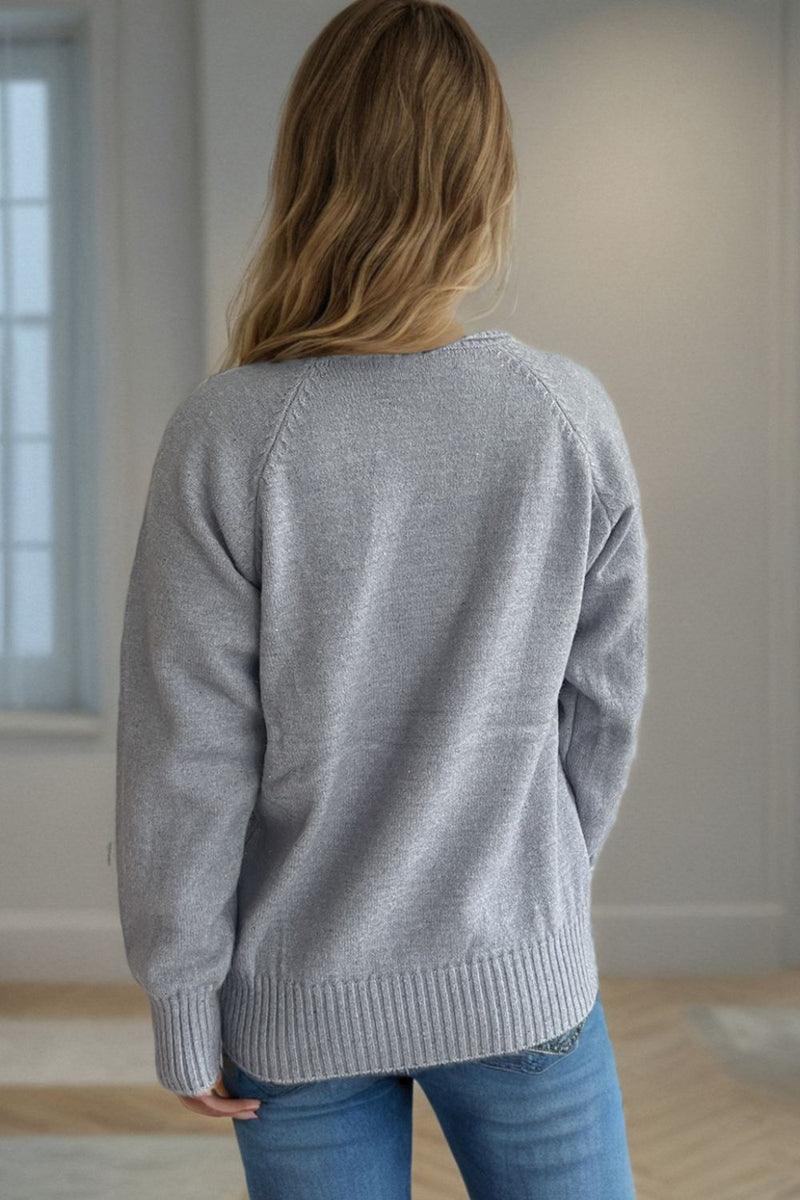 Hazel Blues® |  Ribbed Turtleneck Raglan Sleeve Sweater