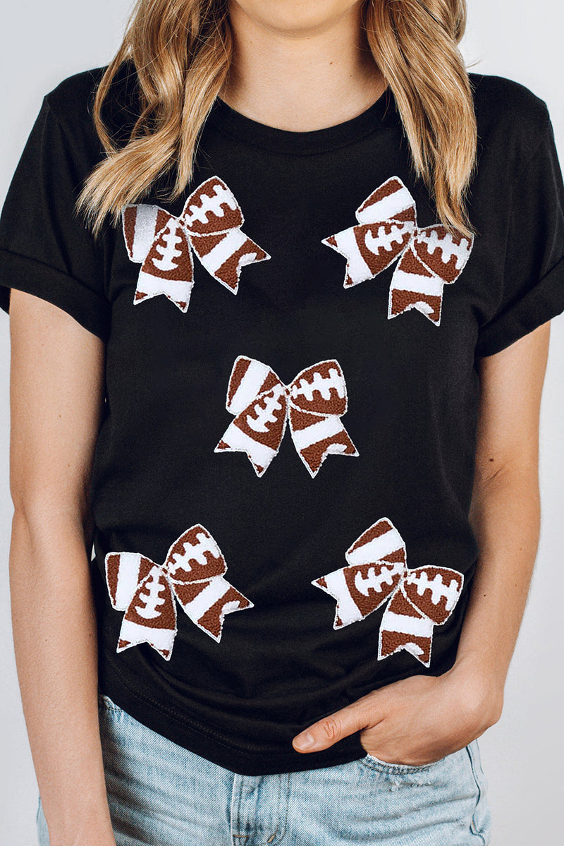 Hazel Blues® |  Black Football Bowknot Pattern Game Day T Shirt