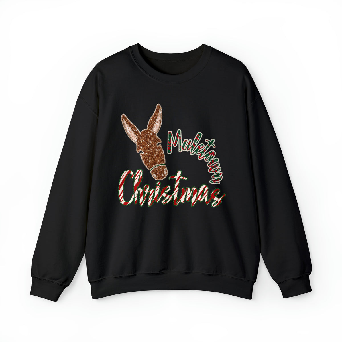 Hazel Blues® |  Muletown Christmas Faux Glitter Graphic Sweatshirt