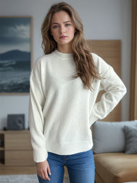 Hazel Blues® |  Round Neck Drop Shoulder Long Sleeve Sweater